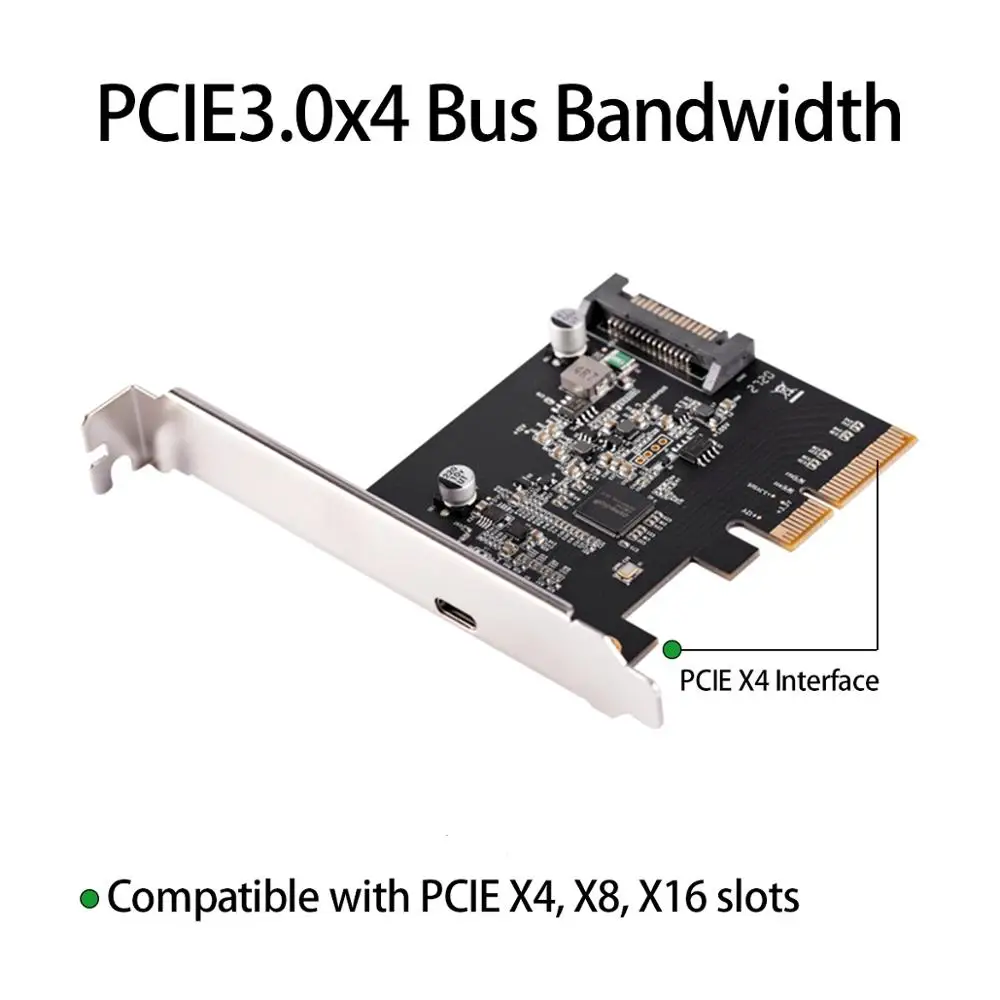 

IOCREST PCIE3.0 To USB3.2 Type-c 20G Data Transfer and 20W Quick Charge USB-C controller Card