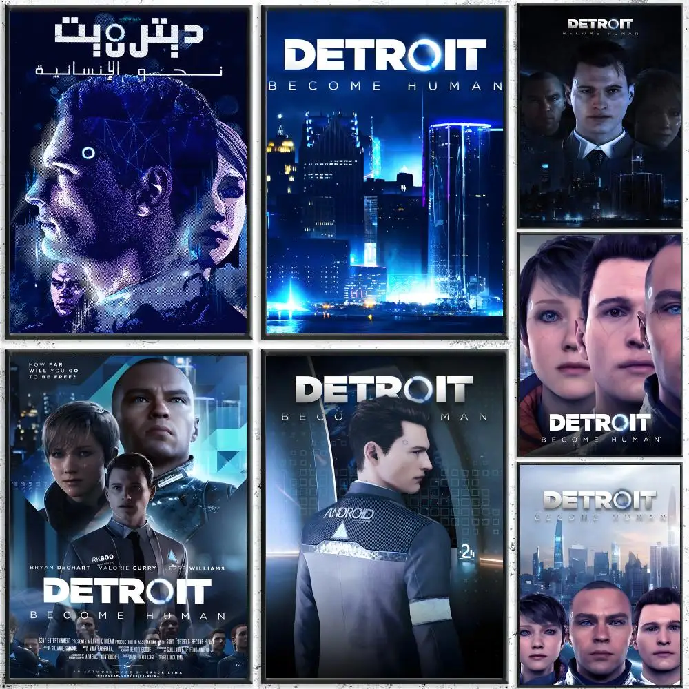 Game Detroit: Become Human Poster Self-Adhesive Waterproof Wall Stickers, Coffee Bar Home Wall Decor