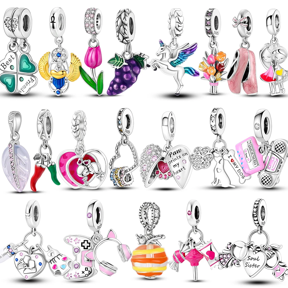 

MULA 925 Sterling Silver Glass Flower Pendant Beads Charms Fit Original Bracelet Necklace DIY Jewelry Gift For Women