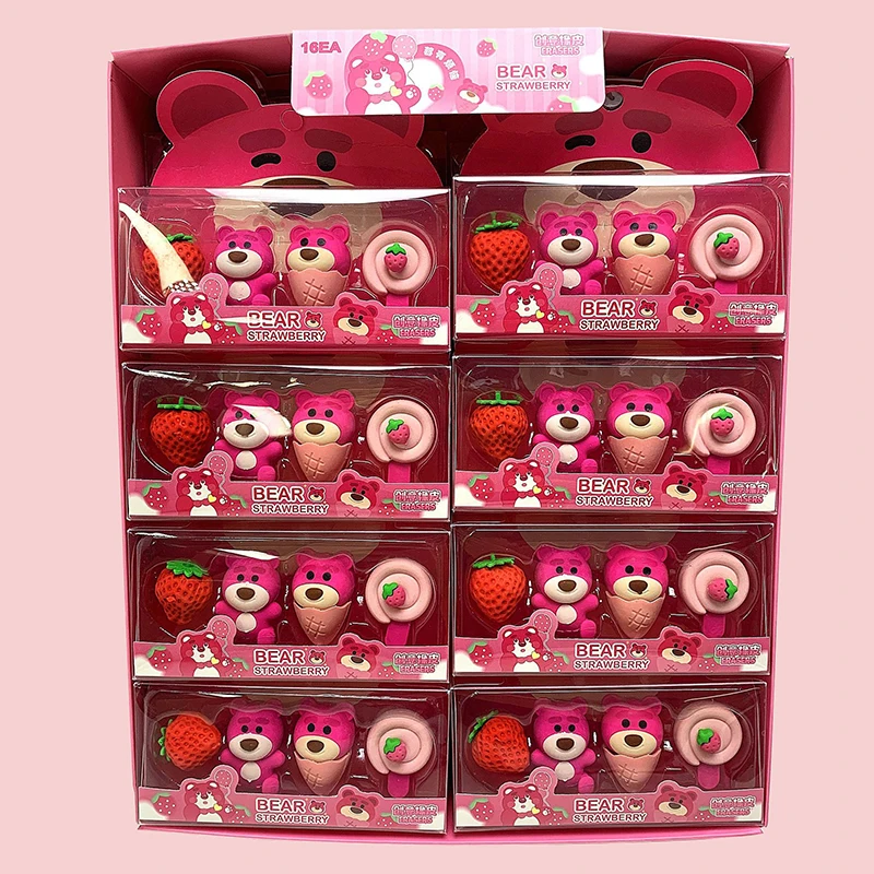 

16box Disney 3d Eraser Cute Cartoon Lotso Creative Detachable Assembly Eraser Set Student Stationery School Supplies Wholesale