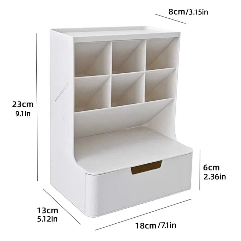 6-Grid Desktop Storage Drawers Stackable Design Oblique Insertion Oblique Pen Holder Solid Color Large Capacity