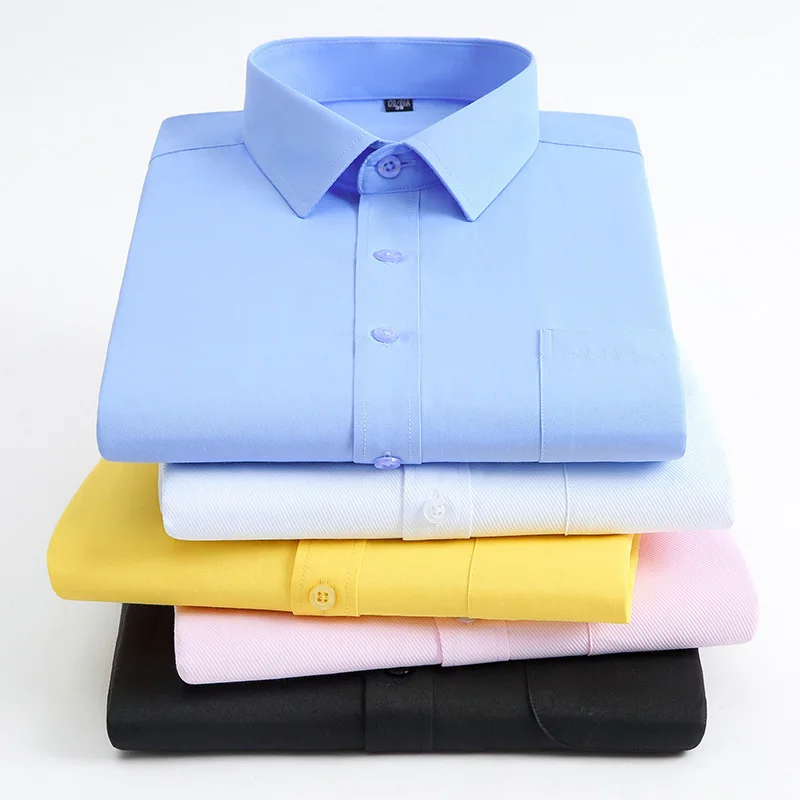 Herfst Nieuwe Mannen Gestreept Overhemd Effen Kleur Casual Lange Mouw Slim Fit Koreaanse Editie Zakelijke Formele Laydown Shirt