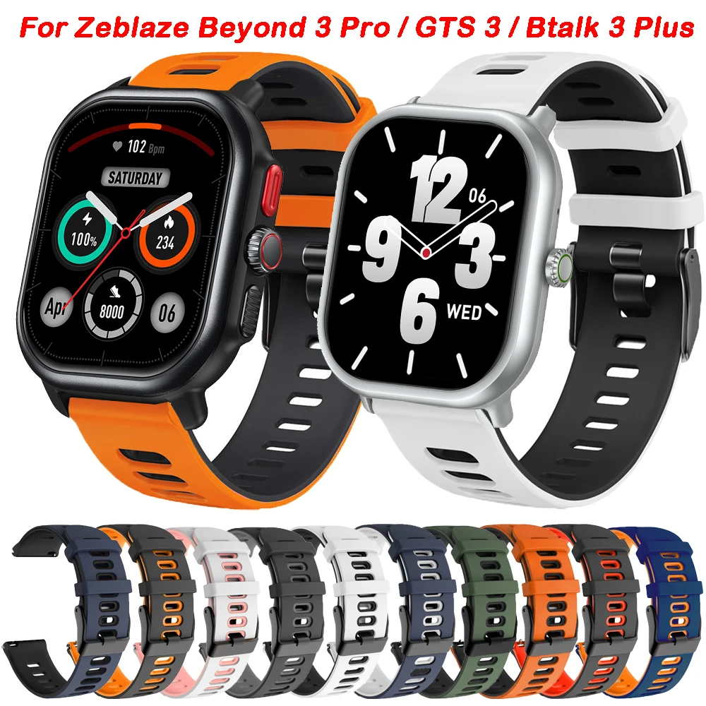 Silicone Strap For Zeblaze Beyond 3 Pro / GTS 3 / Pro / GTS3 Plus Watch Band For Zeblaze Btalk 3 Plus / Stratos 3 Pro Correa