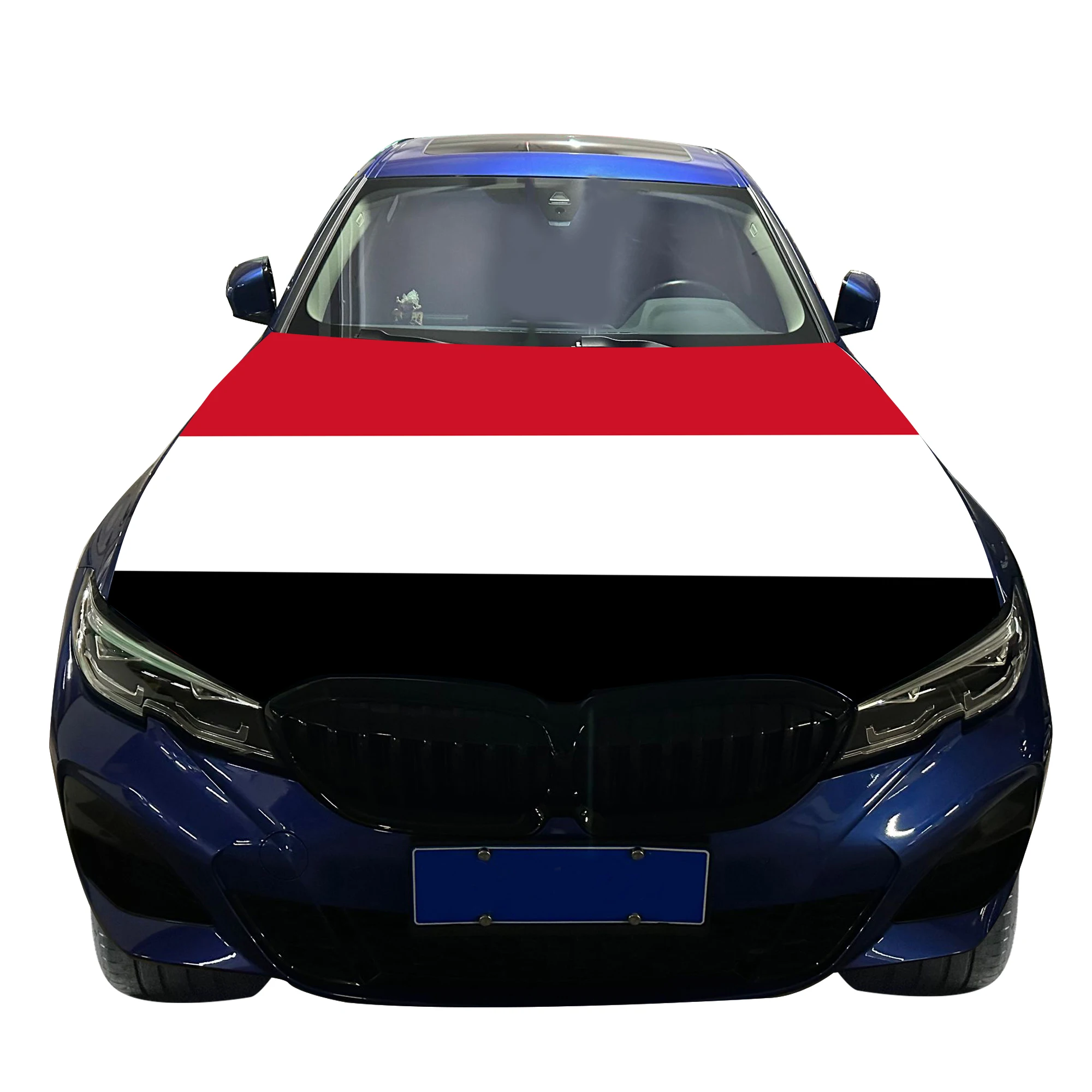

Yemen Car Hood Cover Flag Universal Size Elastic Polyester 120x150cm for Car Decor