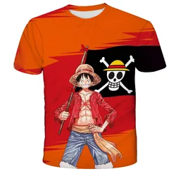 Fashion Kid Anime One Piece Luffy T Shirt Boy Clothing Kids Boys Tshirt Children T-shirt Summer Short Sleeve Tops Tees
