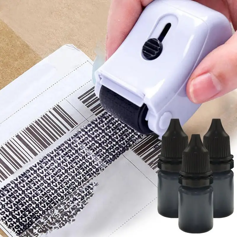 3 ขวด 10ml หมึกสีดําเติมพัสดุข้อมูลความเป็นส่วนตัวเครื่องกําจัด Anti-Theft ID Security แสตมป์ Messy รหัสซีลอุปกรณ์