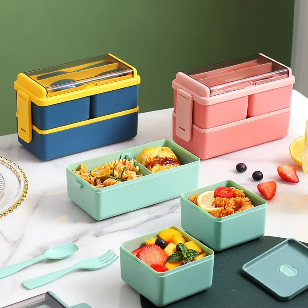 Portable Divided Bento Container Japanese Style Microwave Safe Food Storage Box Leakproof Lunch Case For Outdoor Camping