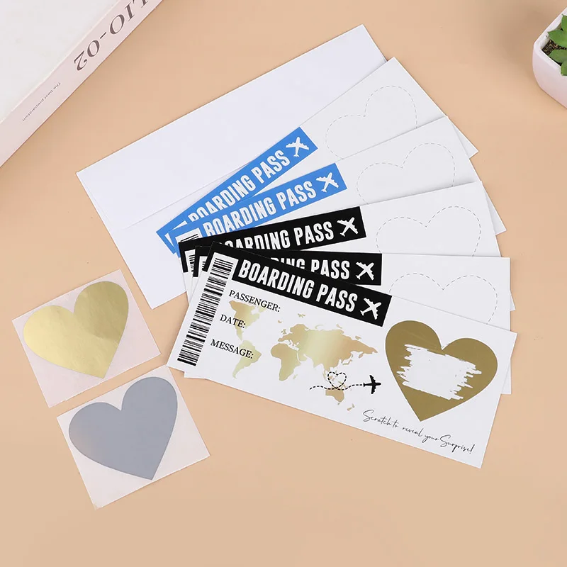 

15pcs Boarding Pass Scratch Game Card With Envelope Birthday Wedding Party DIY Game Invitation Letter Surprise Interactive Props
