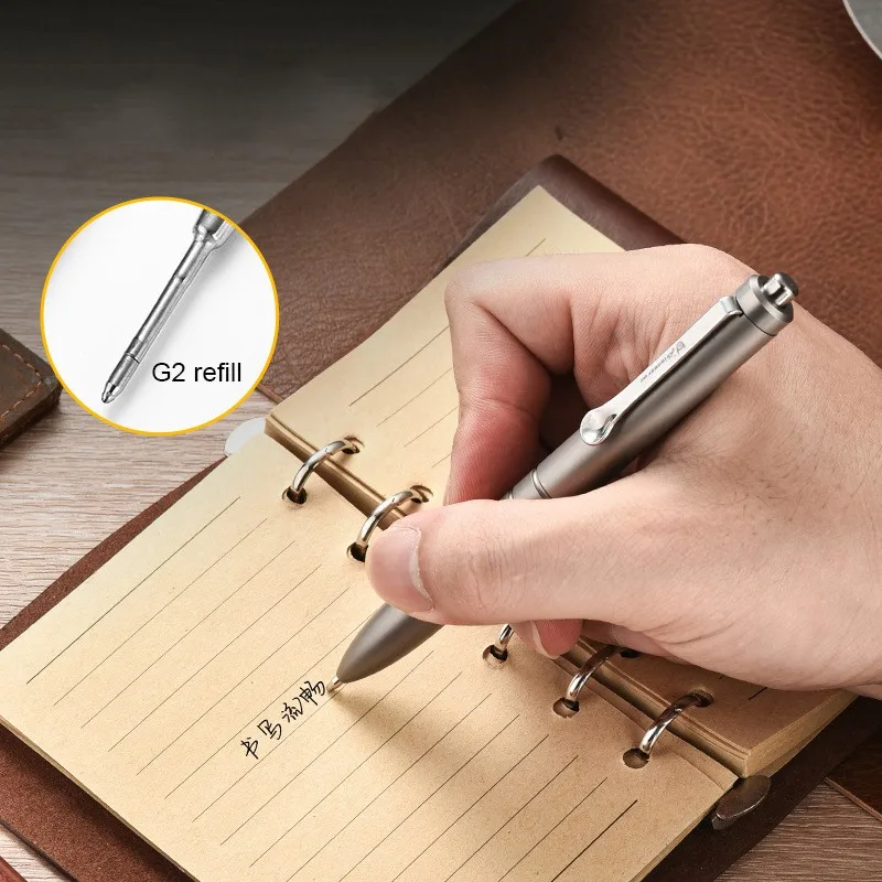 Titanium Alloy Writing Pen Business Signature Pen Back School Gift Multi-functional Tool Window Breaker with 5pcs G2 Pen Refills