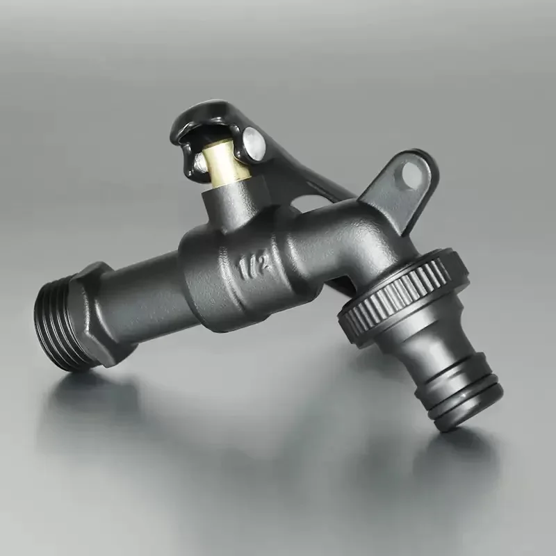 Brass Bibcock Antifreeze Crack Anti-Theft Key Garden Car Wash Watering High Flow Locked Outdoor Faucet Thread G1/2'