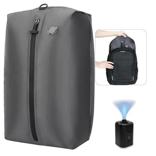 Bolsa de vacío de viaje de 17L, bolsa de almacenamiento reutilizable, bolsa de compresión plegable para exteriores con bomba de aire para maletas, mochila, equipaje
