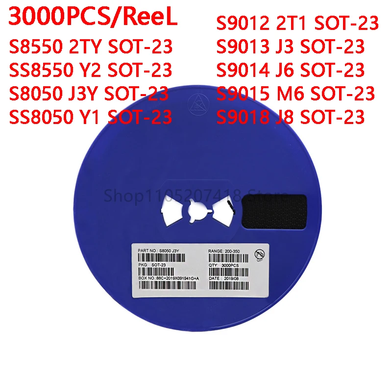 3000PCS/ReeL S9014 S8050 S8550 SS8550 SS8050 S9012 S9013 S9015 S9018 J3Y STY Y1 Y2 2T1 J3 J6 M6 J8 SMD Transistor SOT23