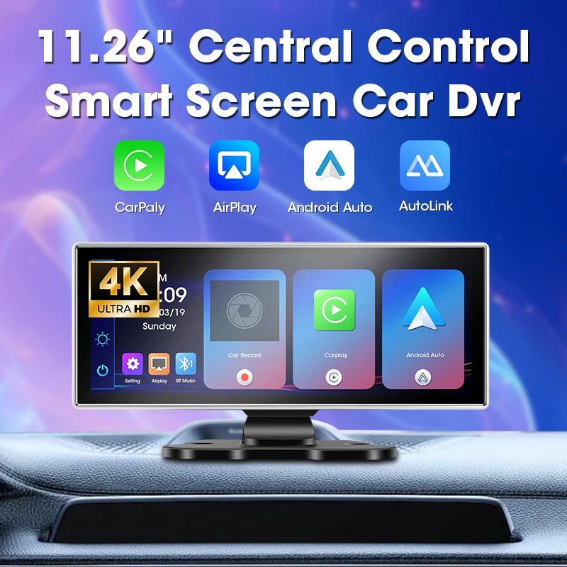 Develuck 11.26-inch 4K Car DVR Dash Cam Rear view Camera Carplay Android Auto Dual Lens Video Recorder GPS Navigation Monitor