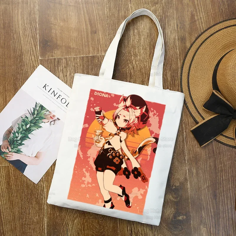 Genshin Impact Venti Hu TaoShopping Bag Grocery Handbag Zhong Li Raiden Shogun Bolsas De Tela Tote Bolsa Shopping Bag Jute Tote