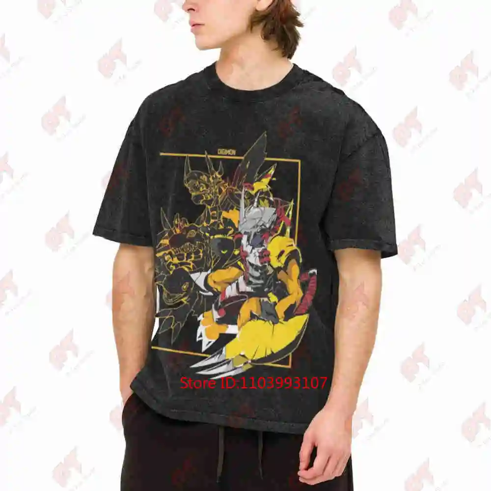 Digimon Wargreymon Evolution Vintage Washed Tee Pure Cotton T-Shirt