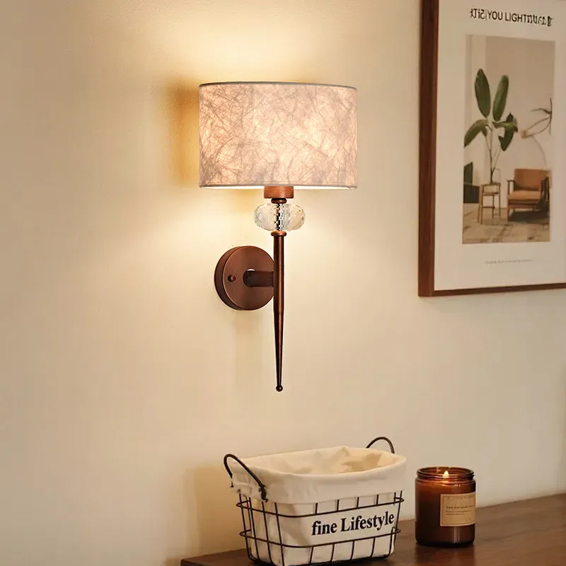 Wabi Sabi Fabric Wall Lamp Hallway Living Room Homestay Hotel Bedroom Home Decor Nordic Design Retro Atmosphere LED Wall Light