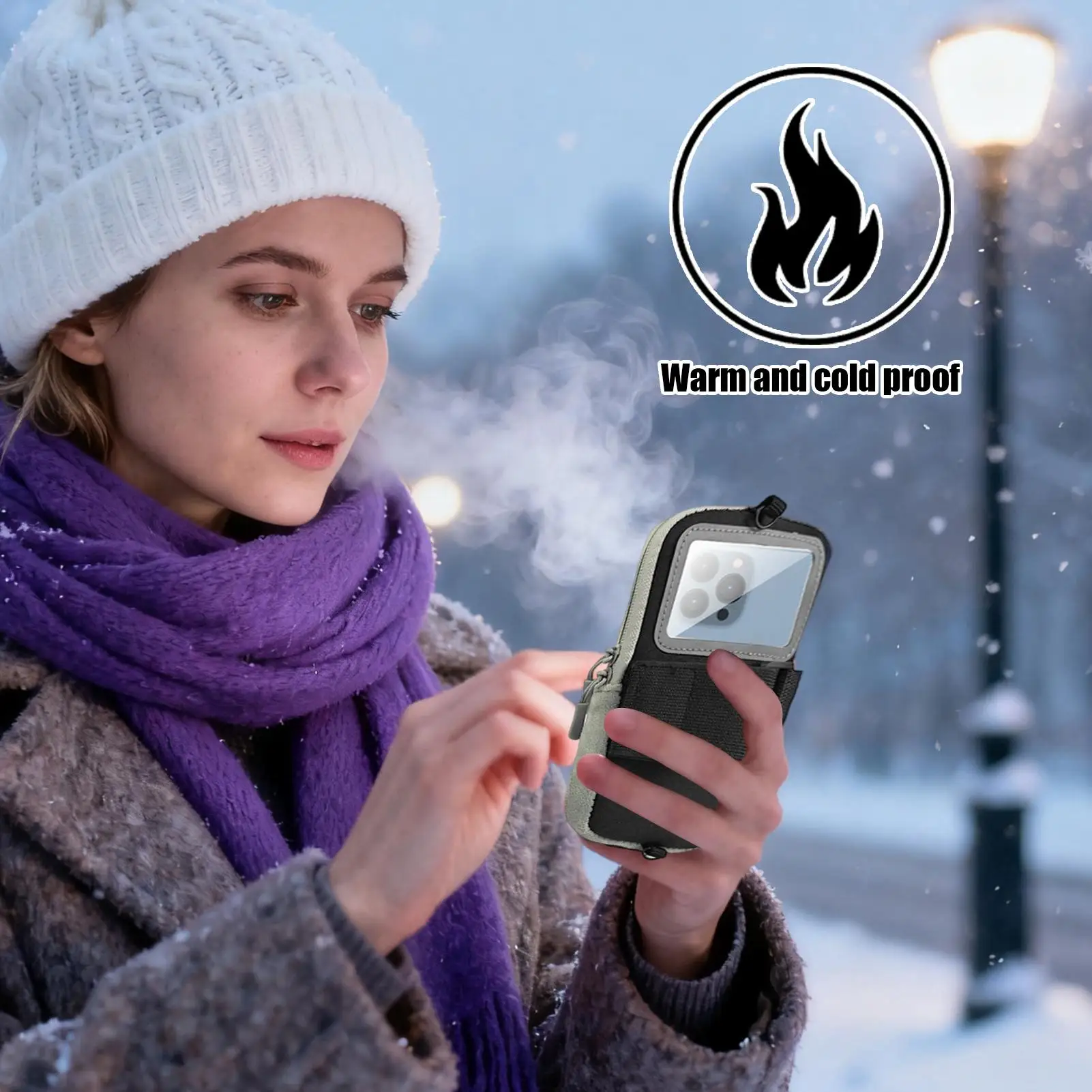 الشتاء في الهواء الطلق الهاتف التدفئة حالة الحرارية جراب هاتف التدفئة السريعة للماء الحقيبة USB التدفئة الحقيبة حماية البطارية