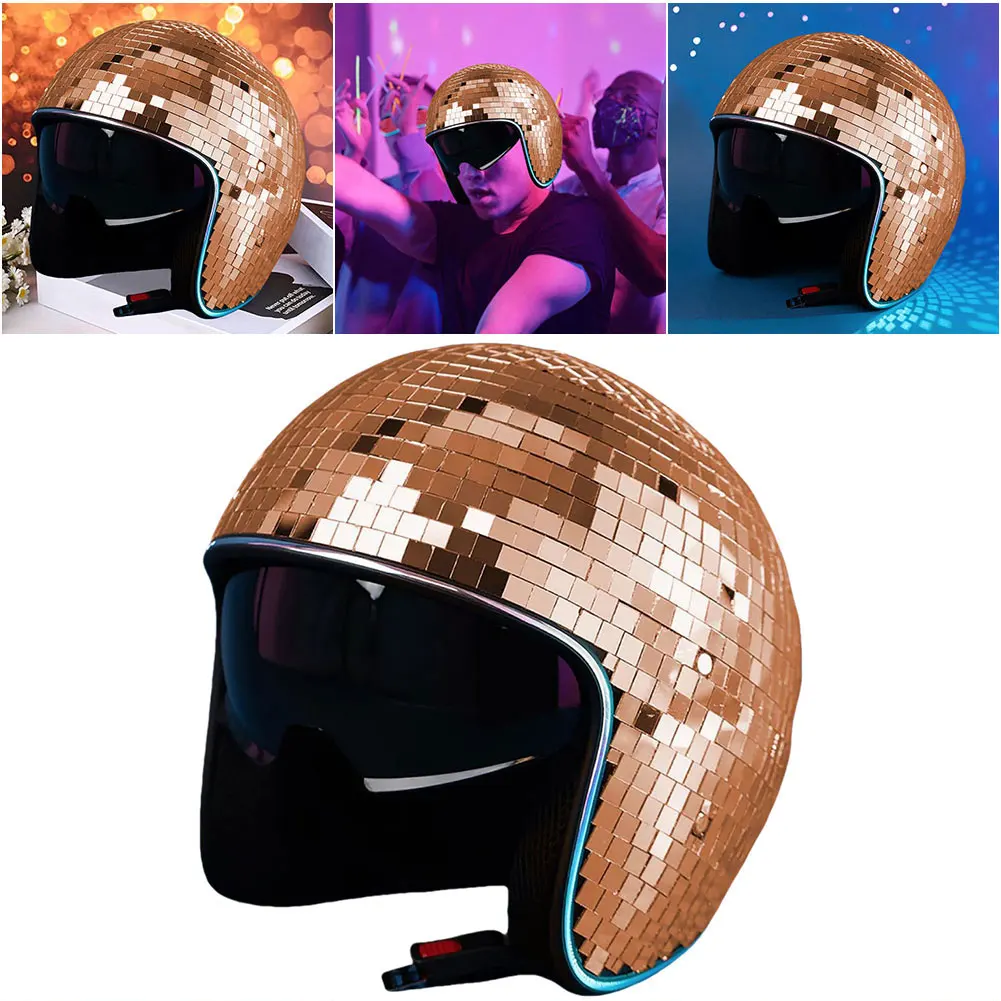 

Classic Disco Ball Helmet Reflective Disco Shiny Hat with Retractable Visor Disco Helmet Mirror Glitter Ball Helmets Hat