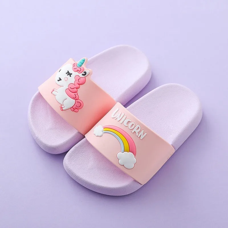 Zapatillas de unicornio para niños y niñas, zapatos de arcoíris para bebés, zapatillas de playa de animales de dibujos animados, zapatillas de