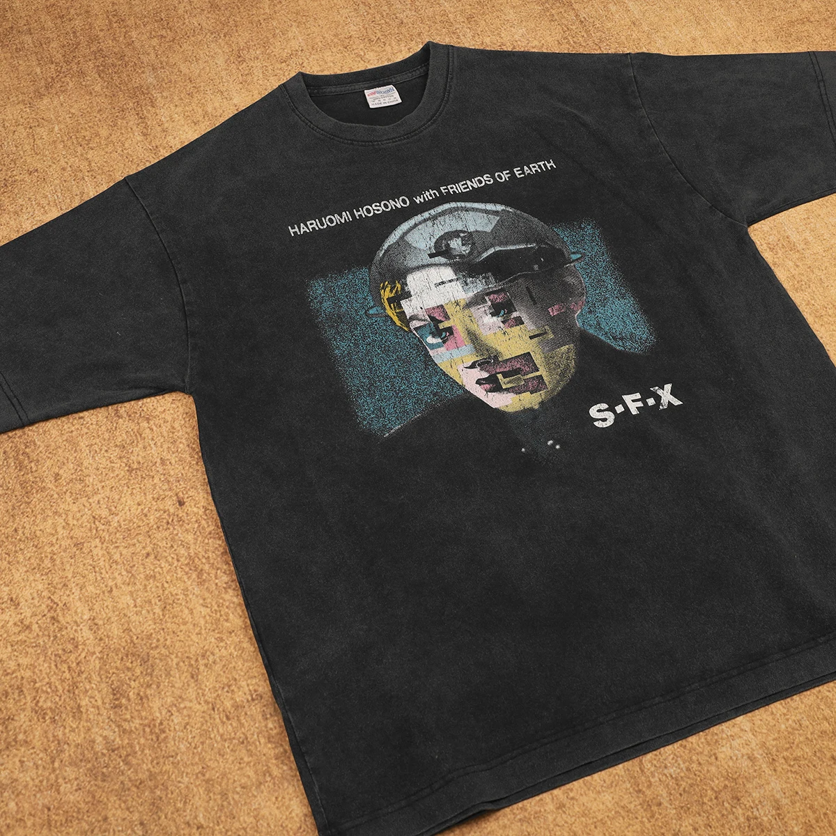 Haruomi Hosono With Friends Of Earth T-Shirt YMO  Washed Short Sleeves Men's Tops Graphic Printed Short Sleeves Top Shirt Man