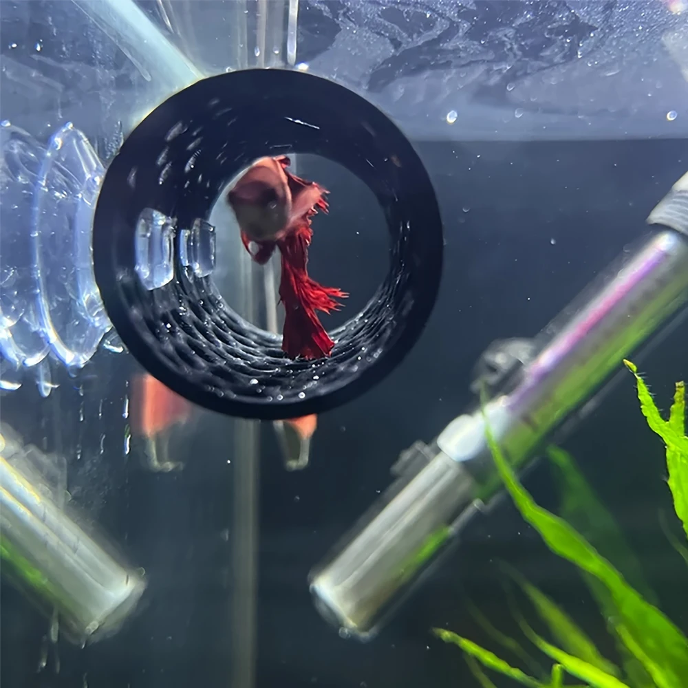 1 Pc Betta Fish Tunnel Toy Hollow Sleeping Tube with Suction Cup Betta Hammock Hidden Resting Tube for Fish Tank Decorations