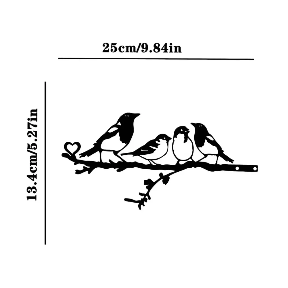 CIFbuy Four Birds On Branch Steel Silhouette Metal Wall Art Home Garden Yard Patio Outdoor Decoration Iron Craft Accent Piece
