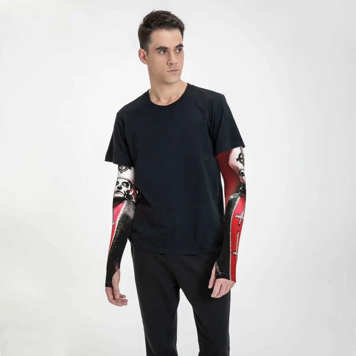 Manchons de bras d'extérieur Rock Band Ghost BC, housse de Protection contre les UV du soleil, manches de tatouage de cyclisme en soie glacée d'été