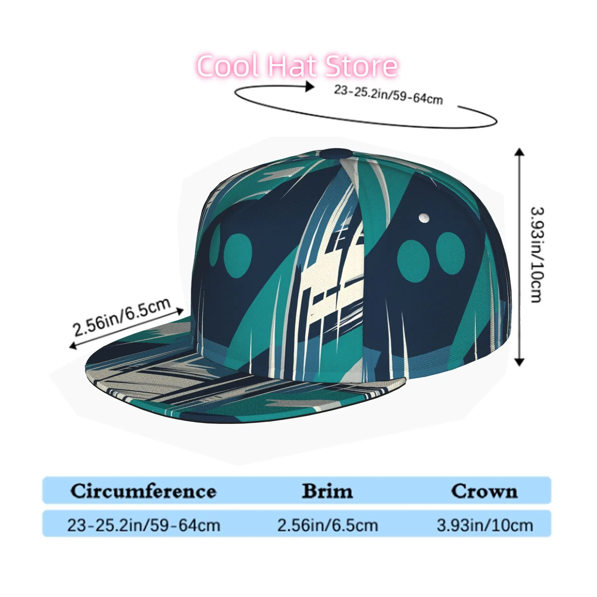 Abstract Geometric Pattern 1, Men Women Unisex Flat Brim Baseball Cap, Hip Hop Streetwear Snapback Trucker Hat for Skateboarding