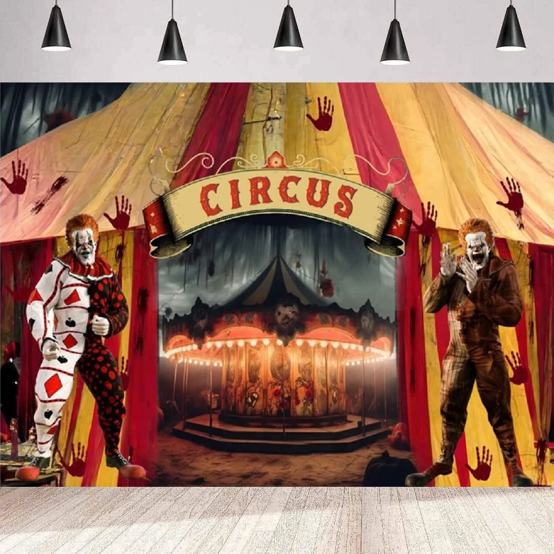 Circus Night Theme Photography Backdrop Clown Juggling Background Home Party Backdrop Wall Banner Poster Decor