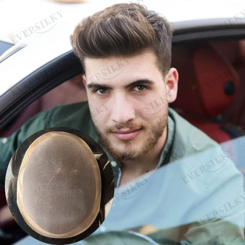 

Темно-коричневый дышащий мужской парик-накладка из 100% индийских натуральных волос на моно-основе, прочный, с естественной линией роста волос, полиуретановая основа, прямые и волнистые волосы