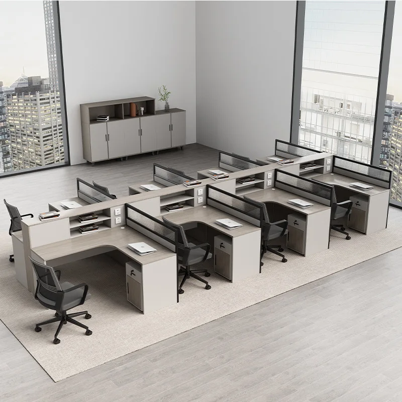 Simple Office Furniture Staff Office Desk And Chair Combination Workstation Finance L-shaped Staff Desk Card Position Screen