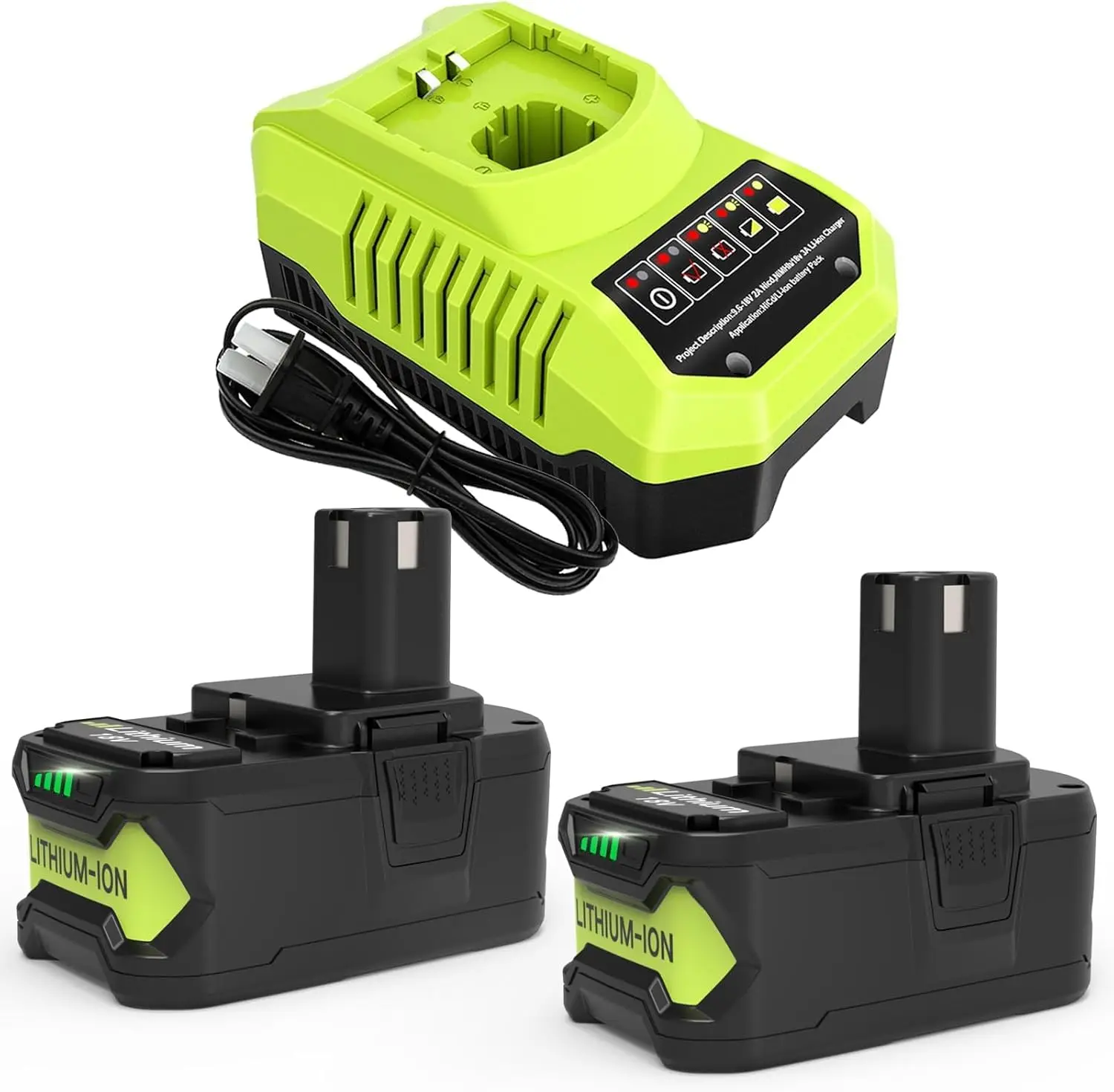 

2-Pack 18V 8000mAh Replacement Battery and Charger Compatible with Cordless Power Tools