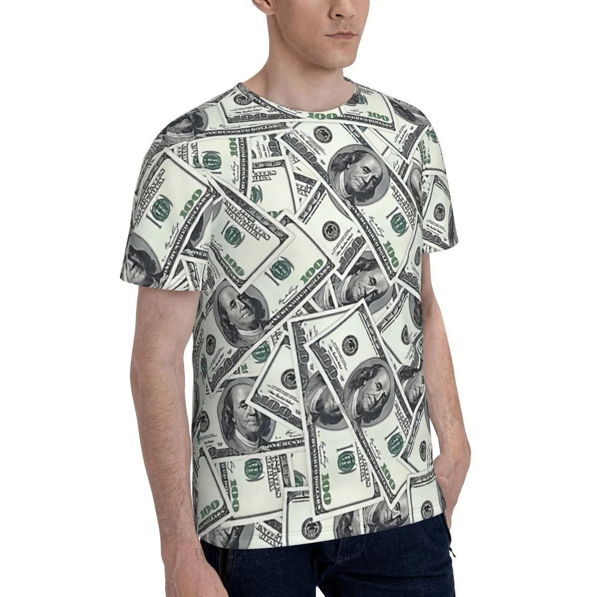 Giant Money Background 100 Dollar Bills 3D Print Polyester T-shirt Men Women Gym Short Sleeve TShirt Streetwear Oversized Tops