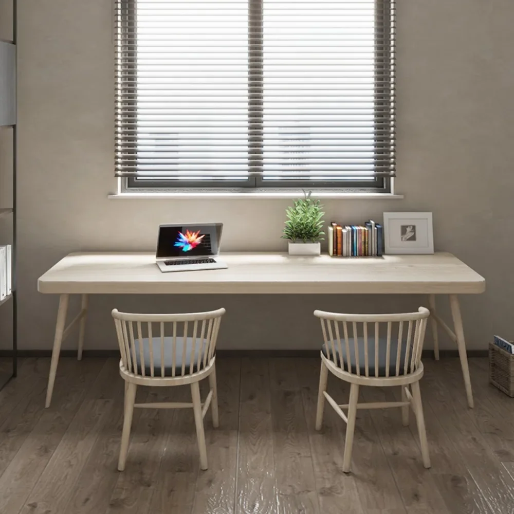 Log Children's Desk Double Girls Study Table Household Solid Wood Computer Desk Chair Boys Writing Desk Simple