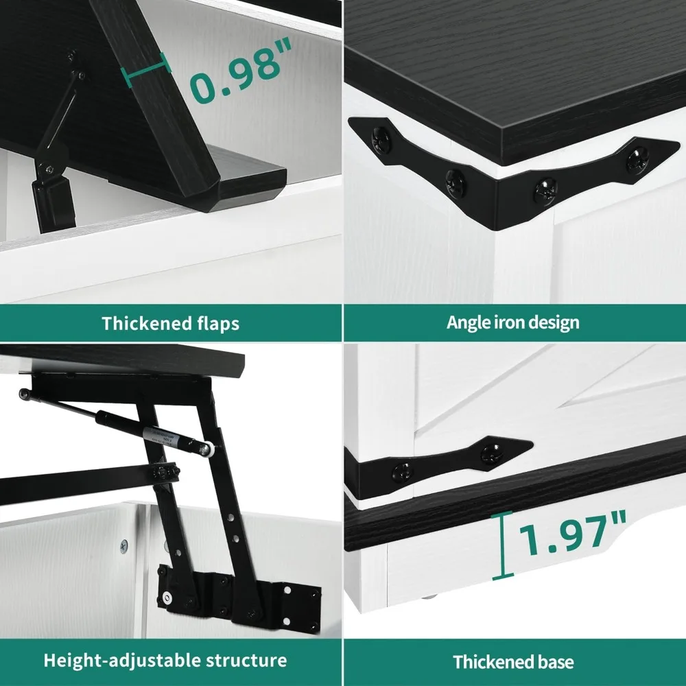 Rustic Square Lift-Top Coffee Table with Hidden Storage for Living Room