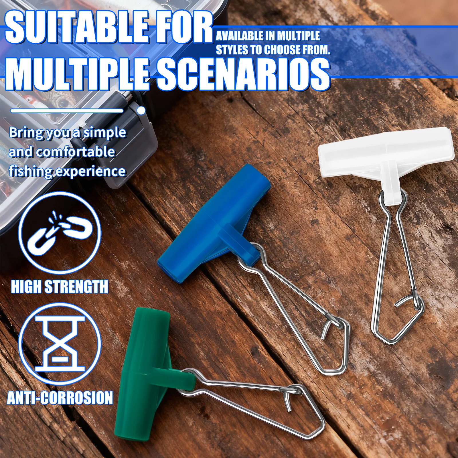 YOTO 25pcs Heavy Duty Fishing Line Sinker Slides - Blue Plastic Head Swivel with Duo-Lock Snap, Durable ABS Material