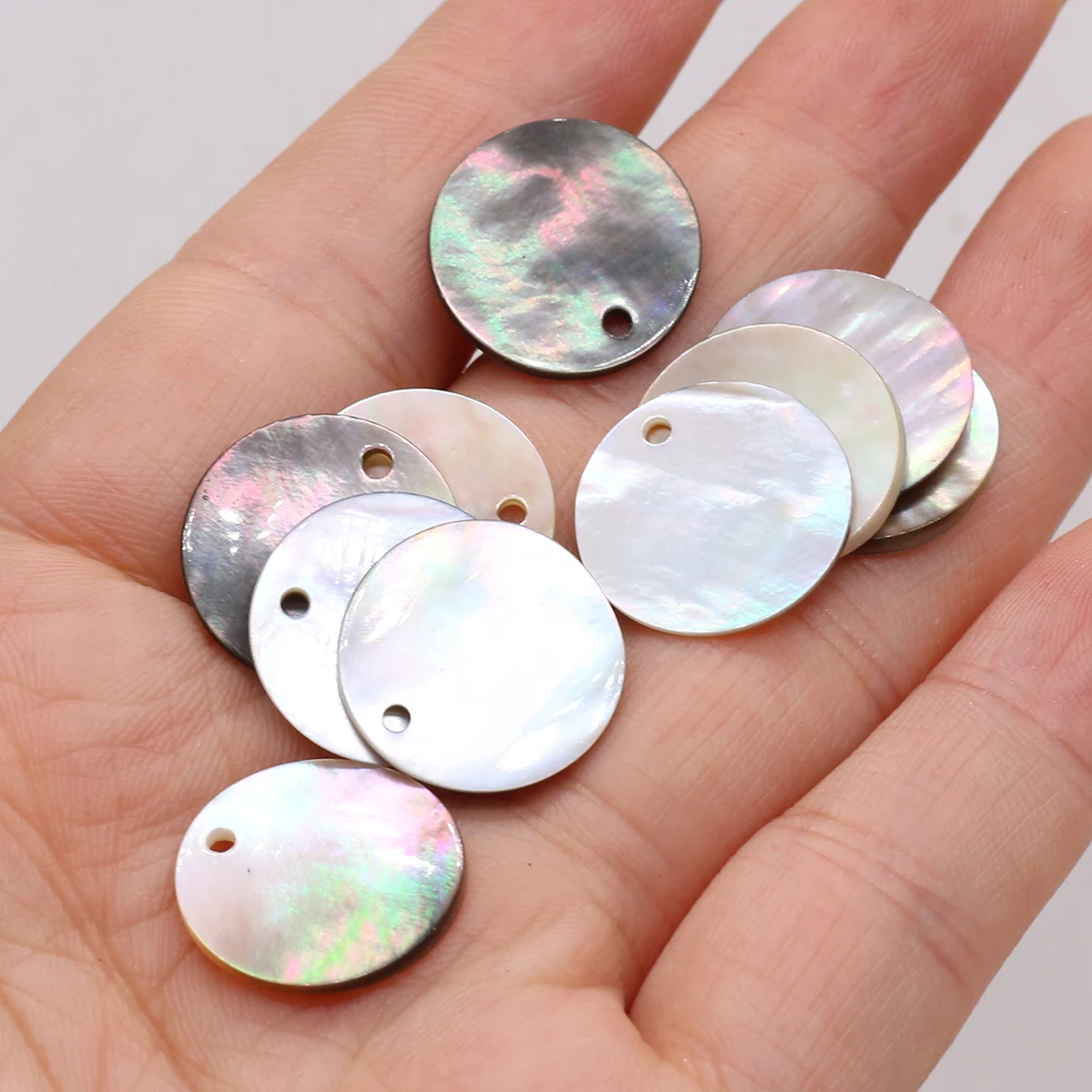 10PCS Natural Freshwater Black Shell Round Pendant Jewelry Making DIY Necklace Earrings Accessories Gift