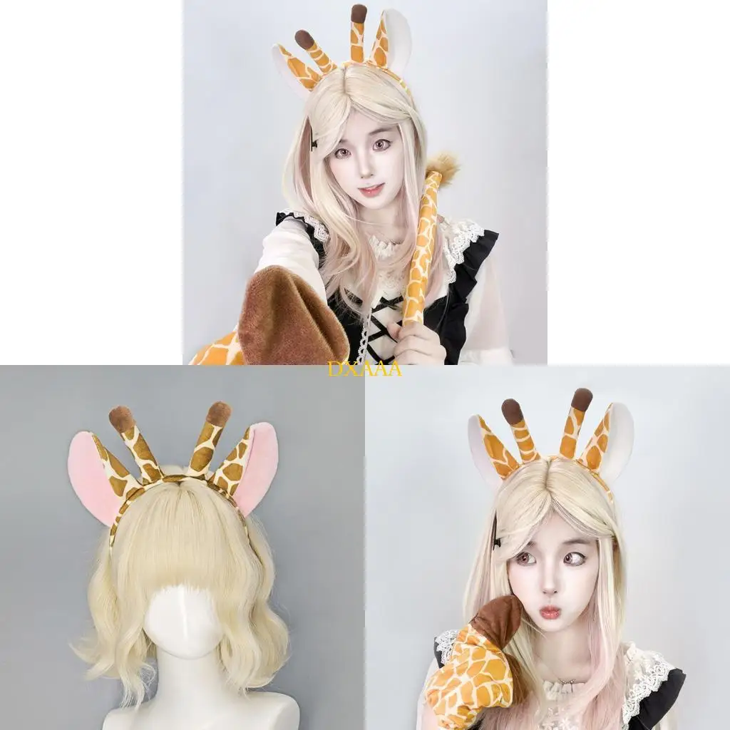 DXAA Multipurpose Plush Giraffe Ears Hooves and Tail for Animal Role Play Activities