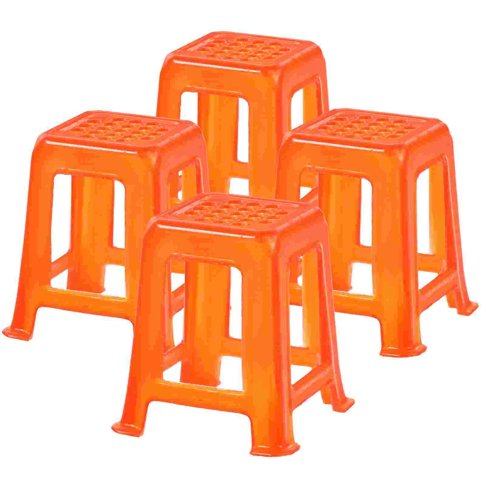 4 Pcs Chair Miniature Interior Model Decoration Stool for House Furniture Figurines Plastic Miniatures Crafts