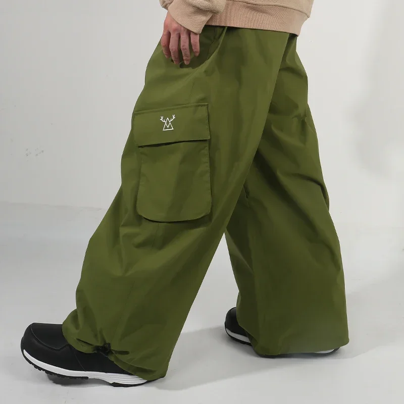 2025 pantalones de esquí holgados para hombre, pantalones Cargo de esquí sueltos de invierno, pantalones de Snowboard impermeables de 3L, monos con