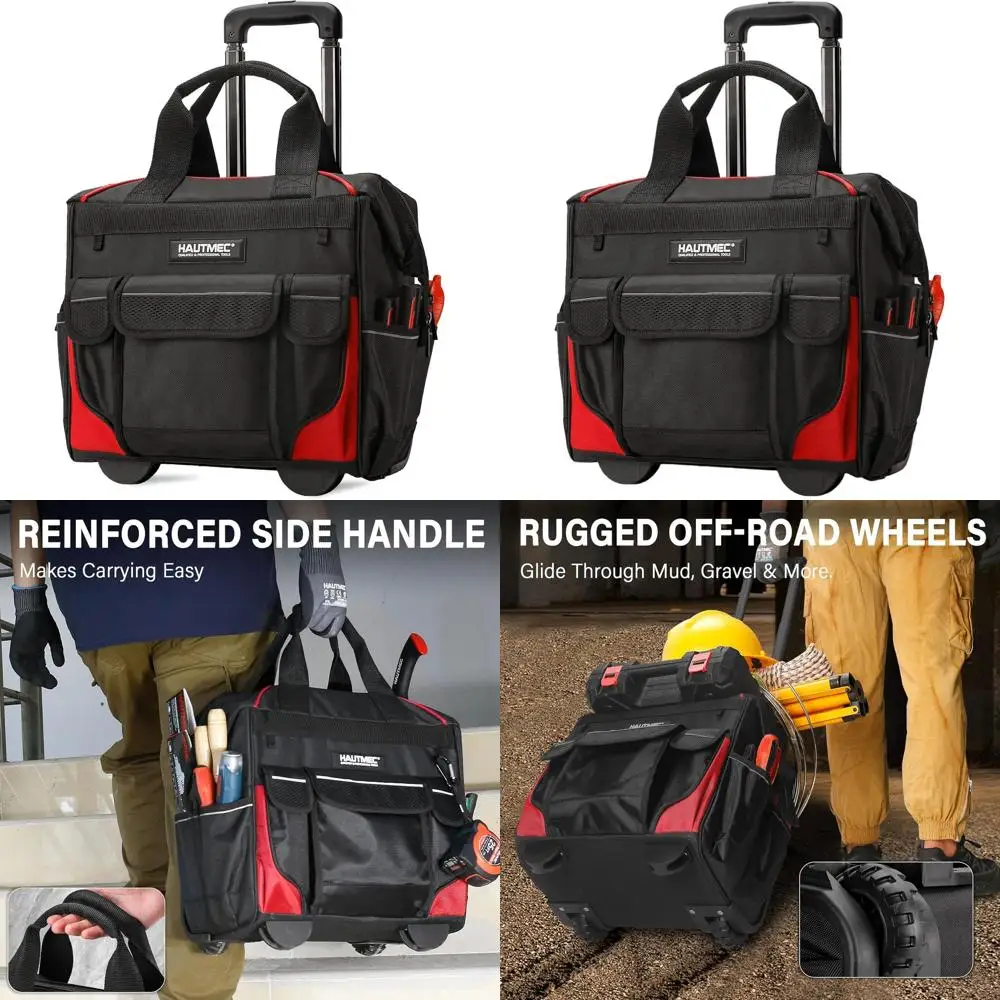 

Водонепроницаемая сумка для инструментов на 25 отделений с выдвижной ручкой и увеличенными колесами - HT0179