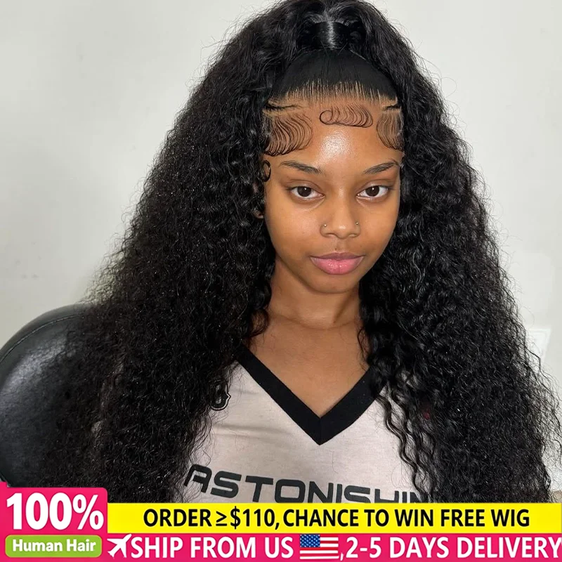250% High Density 40 46inch Burmese Curly Wigs Deep Wave Front Wig Human Hair Raw 13x6 13x4 HD Lace Frontal Wigs Pre Plucked Bleached Knot With Natural Hairline on Sale Promotion Female Baby Curly Indian Raw Hair Wig Delivered in 3 Days Bouncy Exotic Wig