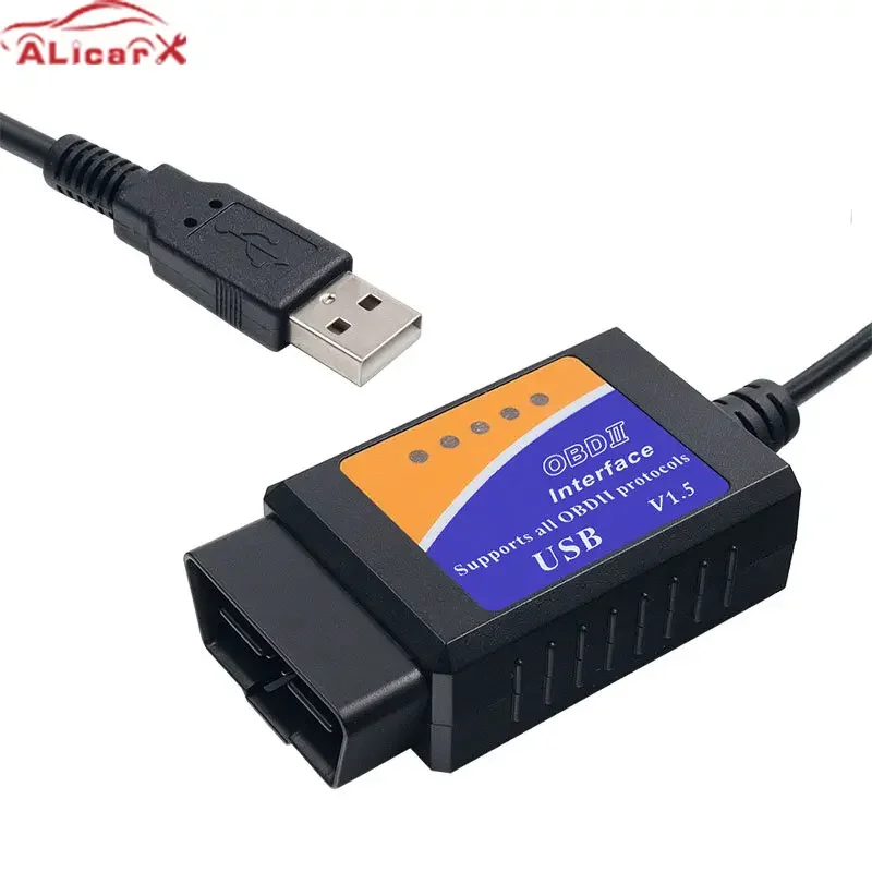 V1.5 USB ELM327 PIC18F25K80 Chip OBD2 Diagnostic Cable Auto Code Reader for Most OBD2 Protocols ELM 327 USB 25K80 car code clean