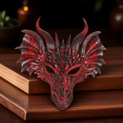

Dragon Costume Mask Lightweight PU Material Horror Half Face Mask for Halloween Carnival Masquerade Halloween Decorations