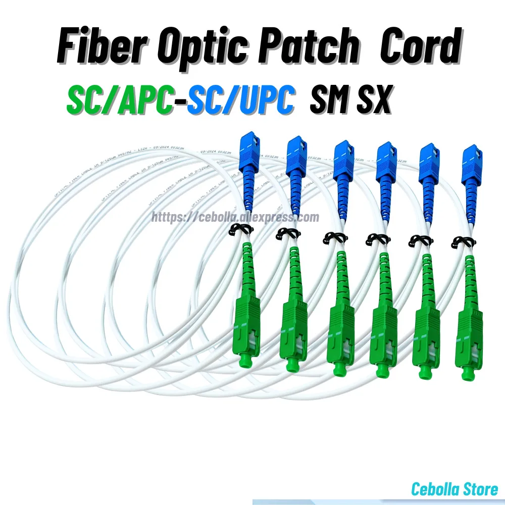 

50 шт. G657A2 2,0/3,0 мм оптоволоконный кабель SC APC оптоволоконный патч-корд симплексный одномодовый оптоволоконный патч-кабель белый