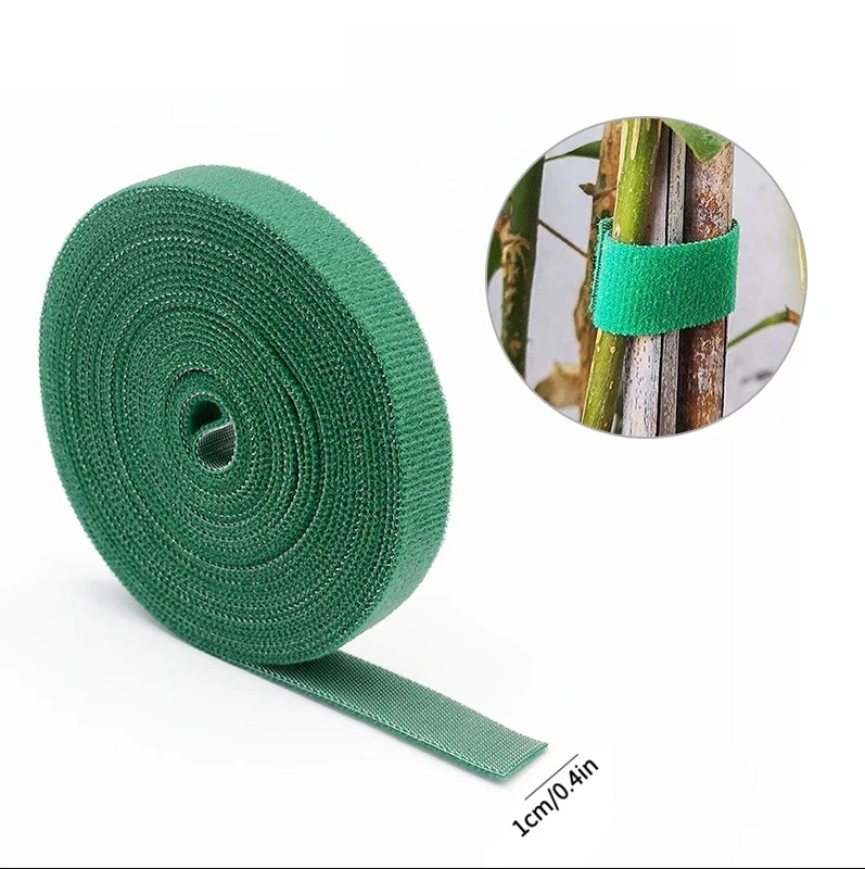 Self Adhesive Plant Nylon Cable Tie Green Adjustable Plants Hook Loop Support Garden Twine Bandage Reusable Fastener Tape Strips