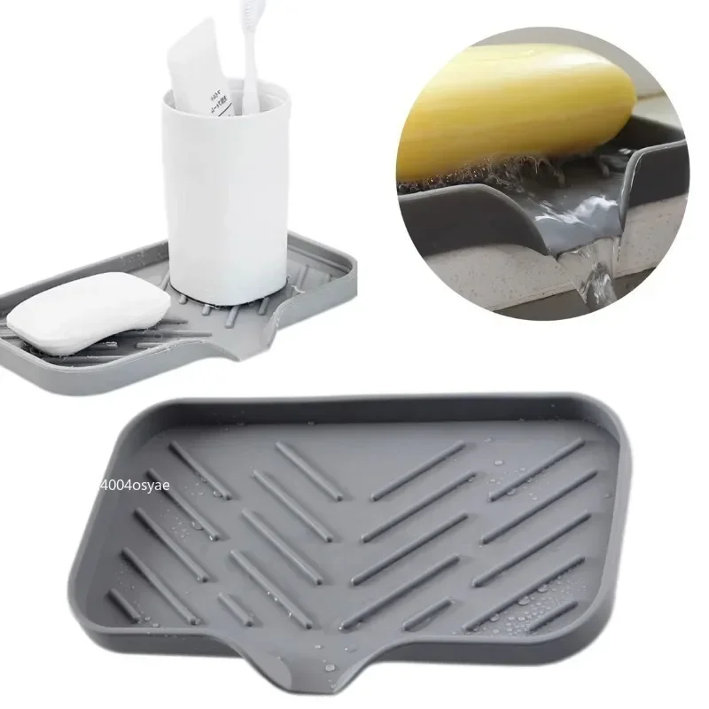 Kitchen Faucet Splash Pad Silicone Sink Faucet Splash Guard Mat Sponge Drain Rack Countertop Soap Tray For Bath Kitchen Gadgets