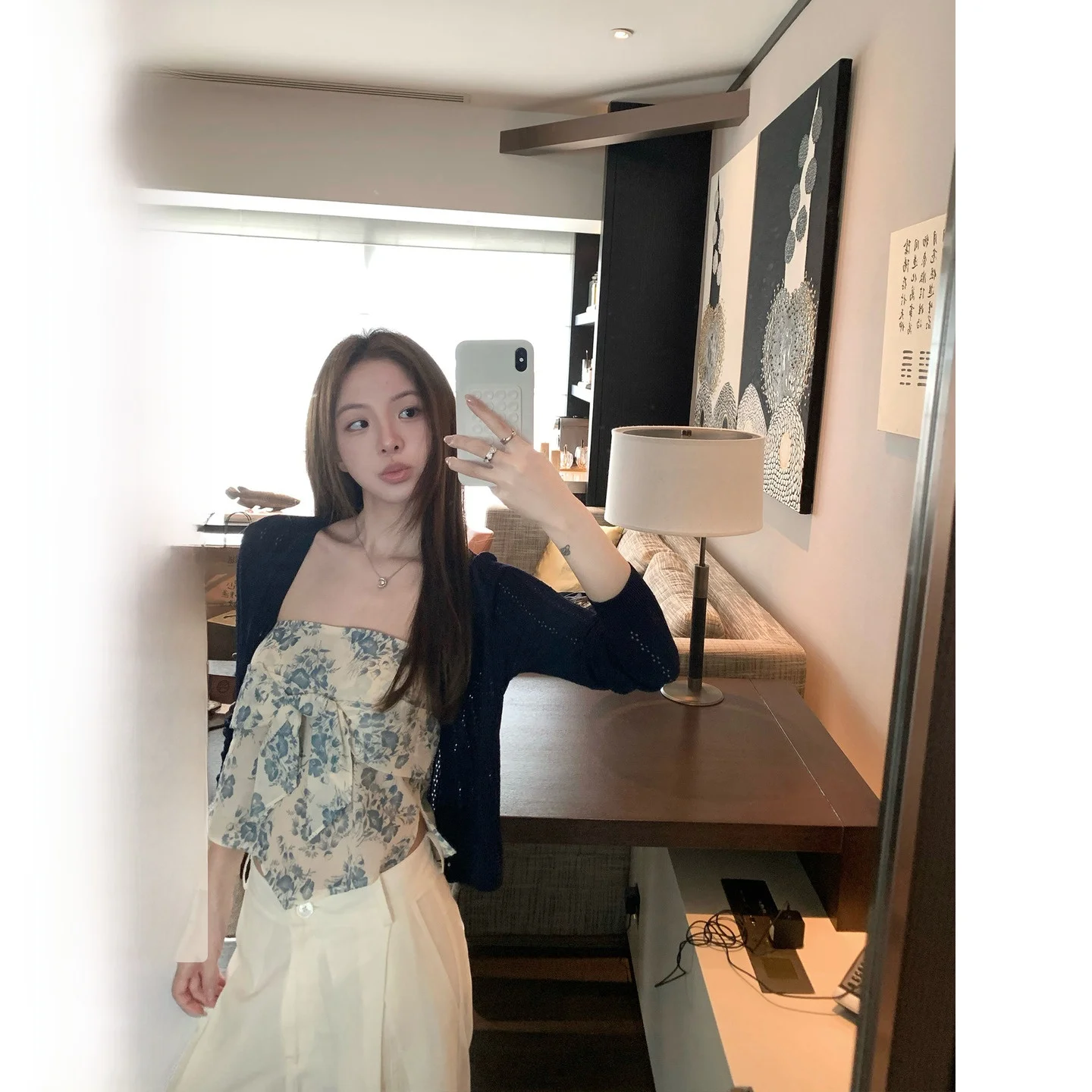 

YUYUREAL Lightweight Long Sve Knitted Sweater Double Curved Yarn Hollow out Design Summer Outerwear V-Ne Casual Sle