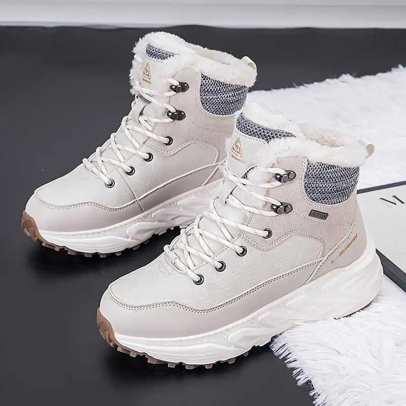 Plush Thick Bottom Flat Shoes Women Walking Sneakers Retro Red Boots For Woman Sport Top Grade Character Nice Footwears New