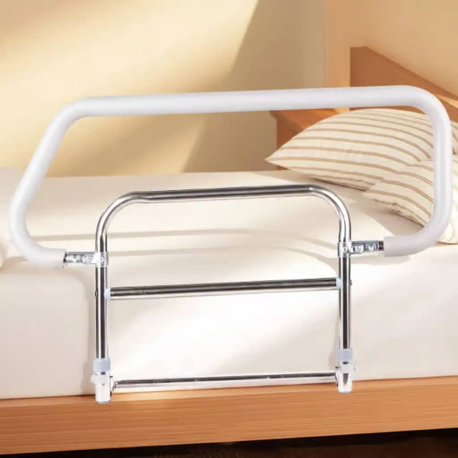 

Bedside Fall Protection Rail No-Tools-Needed Assembly Bedside Safety Handle Elderly Bed Grab Bar Stable Support Bed Assist Rail